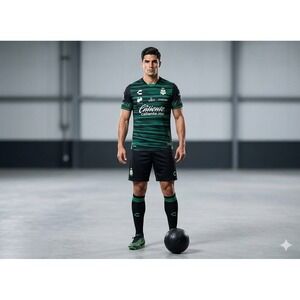 Charly Santos Laguna Jersey Men M Black‎ Green Away Liga MX Soccer Futbol